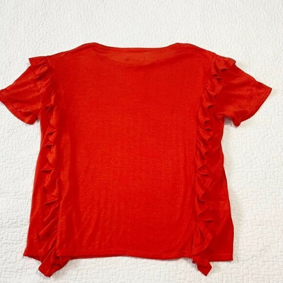ALLISON New York Orange Ruffle Tee NEW! - Picture 6 of 6